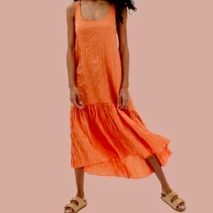 Urban Outfitters Orange Crinkle maxi dress L
